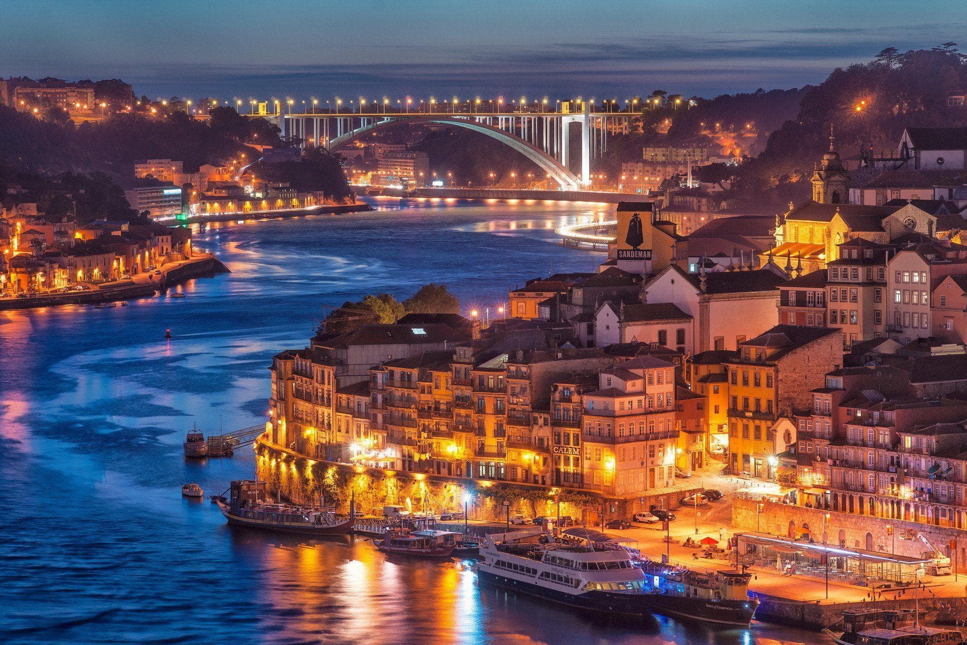Porto at night skyline